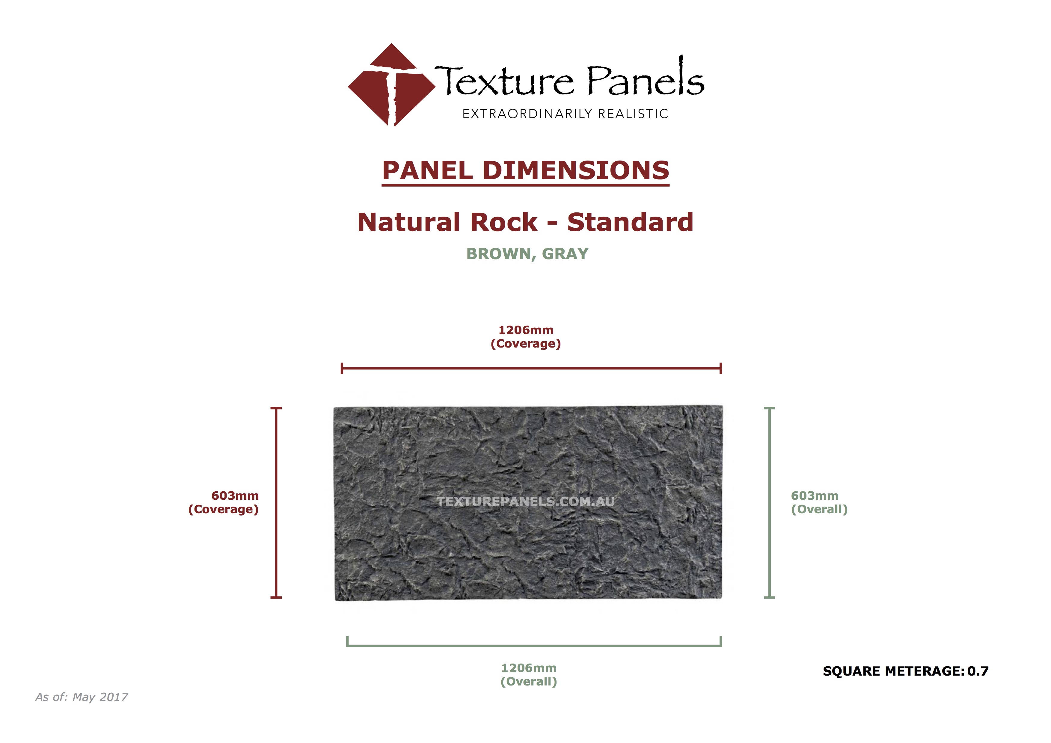 Natural Rock Standard - Natural Gray Dimensions